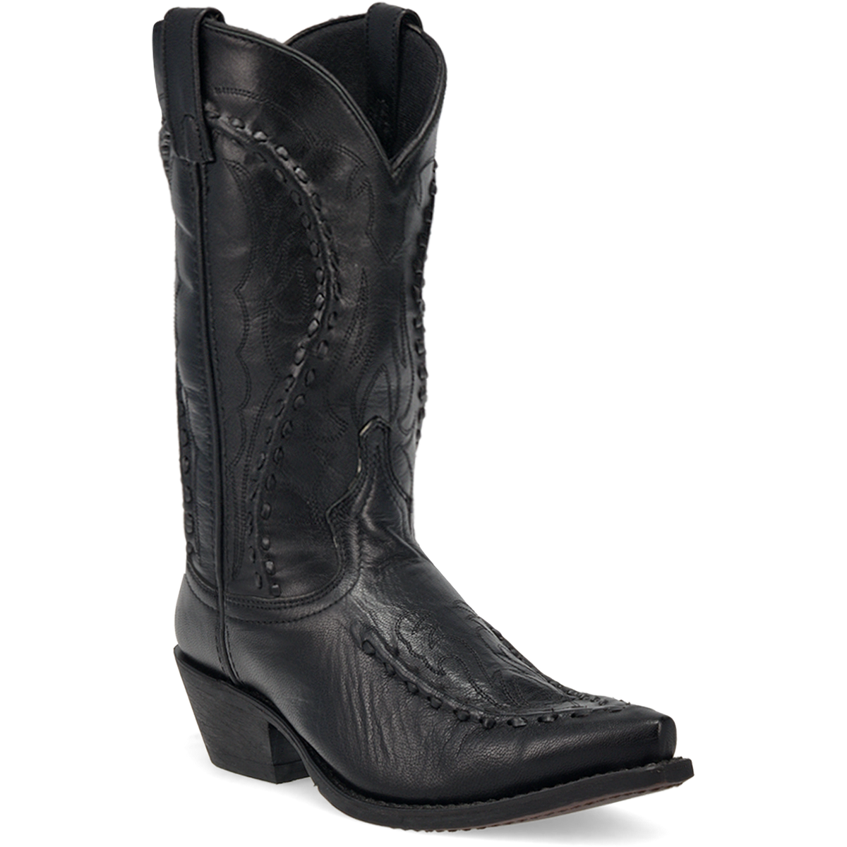 Laredo Black Men's Goat Western Cowboy Boots with Buck Lace Stitching 68430
